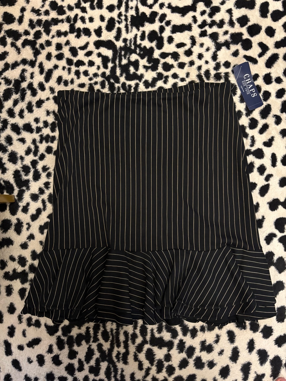 Chaps Black and Cream Pinstripe Skirt